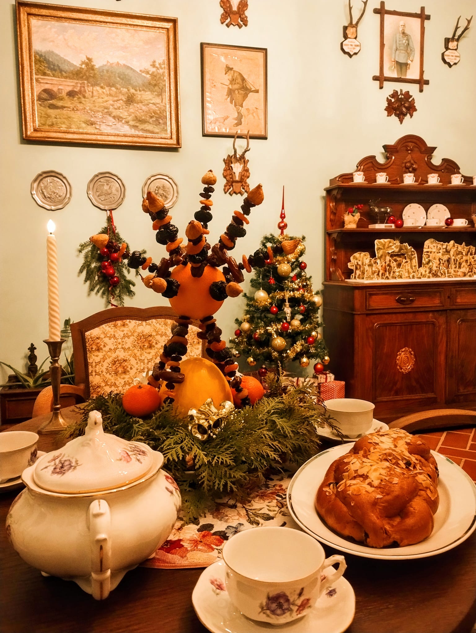 Fotografie vánoční výzdoby v zámečku Staré Ždánice