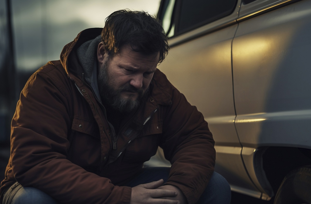 Fotografie zlomeného, nešťastného muže