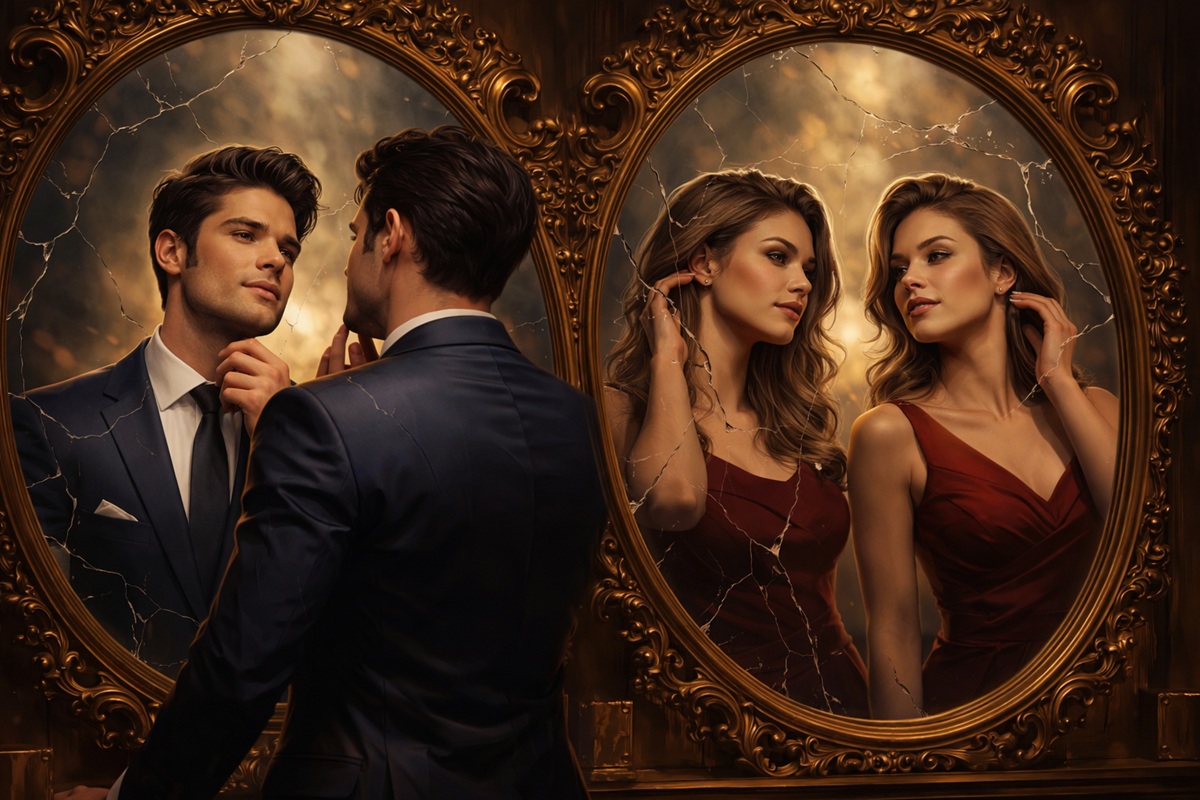 Fotografie stylizovaného obrázku definujícího narcismus