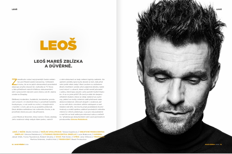 Fotografie tiskové zprávy webu Oneplay k dokumentu Leoš